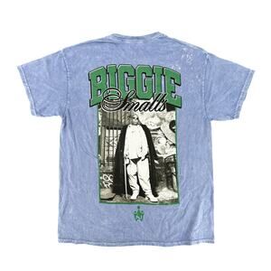Biggie Smalls Notorious B. I. G. Blue Distressed T-Shirt XL Cotton Blue Green